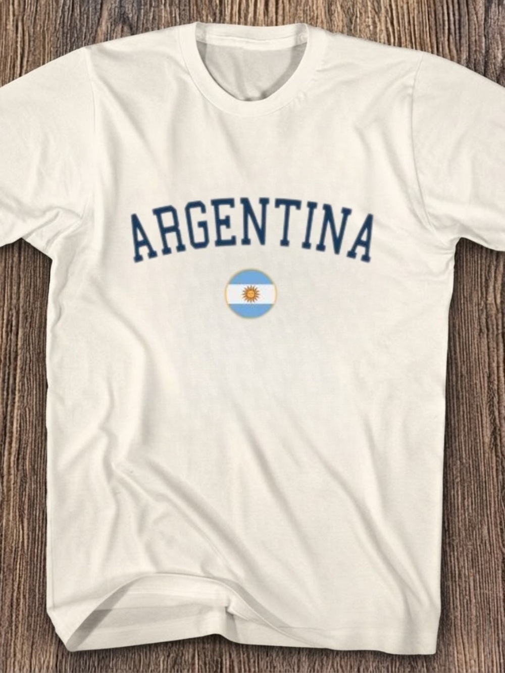 Gildan Off-White Argentina Graphic Tee with Navy Arch